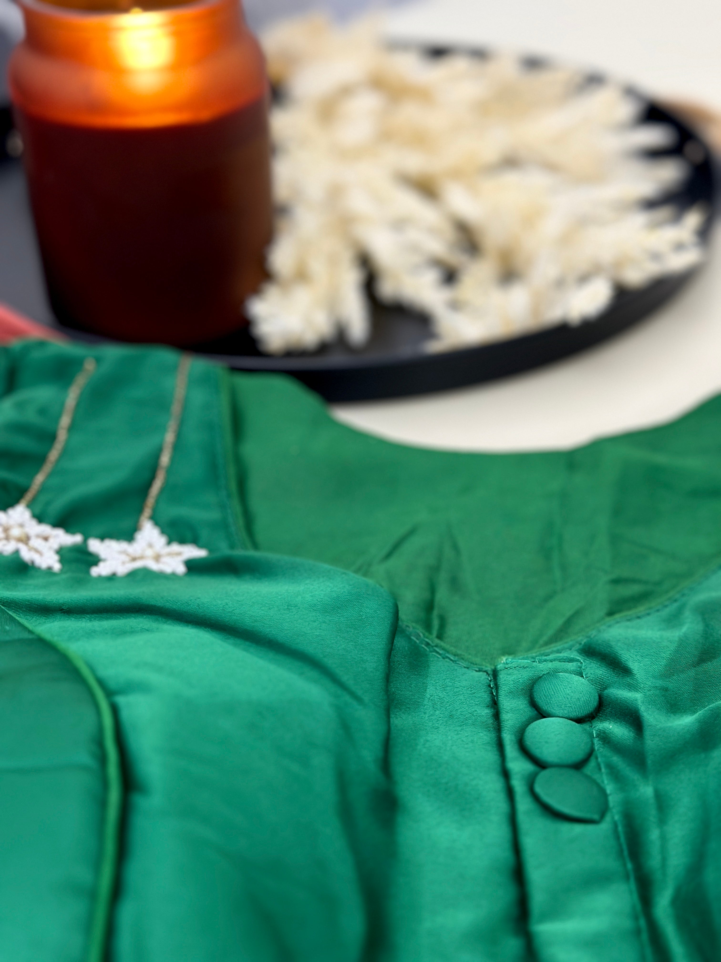 Designer Blouse With Star White Beads Handwork